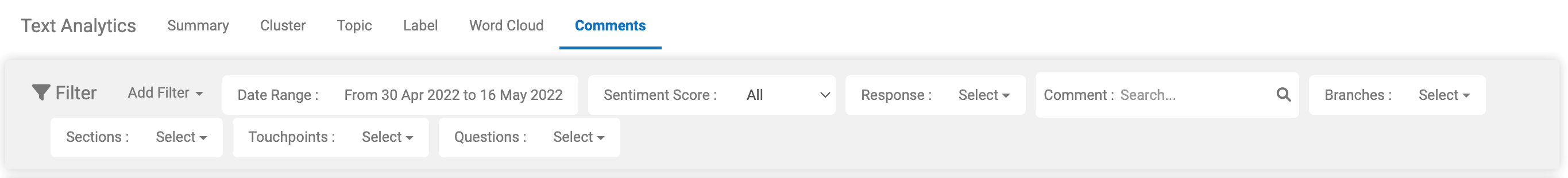 filters pressnxpress guest feedback dashboard